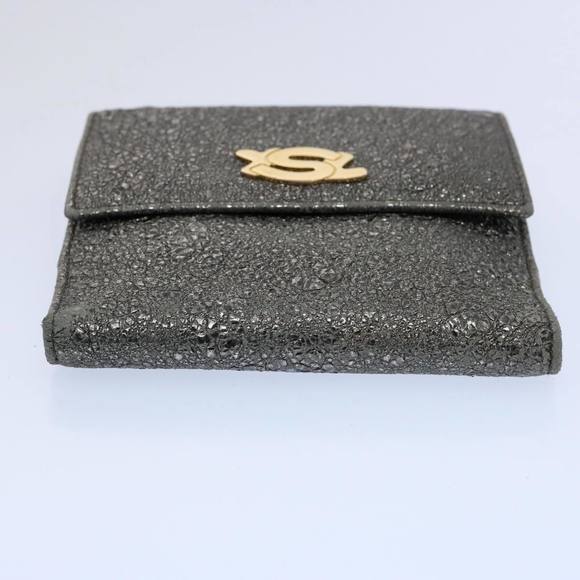 SAINT LAURENT Wallet Leather Silver Auth hk980 - Picture 6 of 16